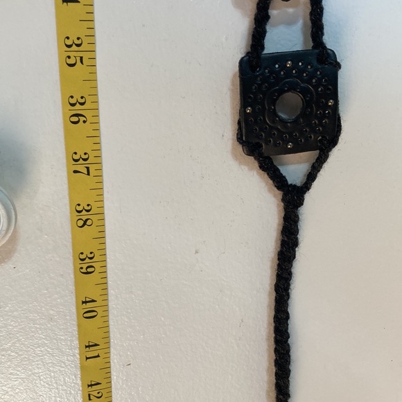 Black & Silver Tooled Leather & Silver Metal Medallions Boho Bohemian Belt - Picture 13 of 14